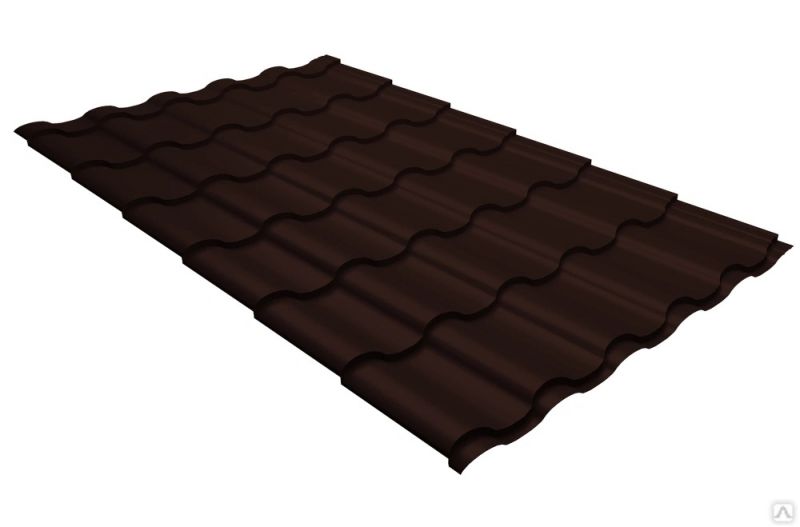 Металлочерепица Grand Line Kvinta Uno GreenCoat Pural Mat RR 887 шоколадно-коричневый (RAL 8017 шоколад)