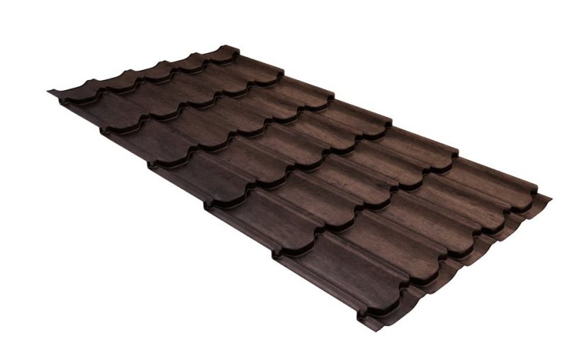 Металлочерепица Grand Line Kvinta Plus 3D GreenCoat Pural Mat RR 887 шоколадно-коричневый (RAL 8017 шоколад)
