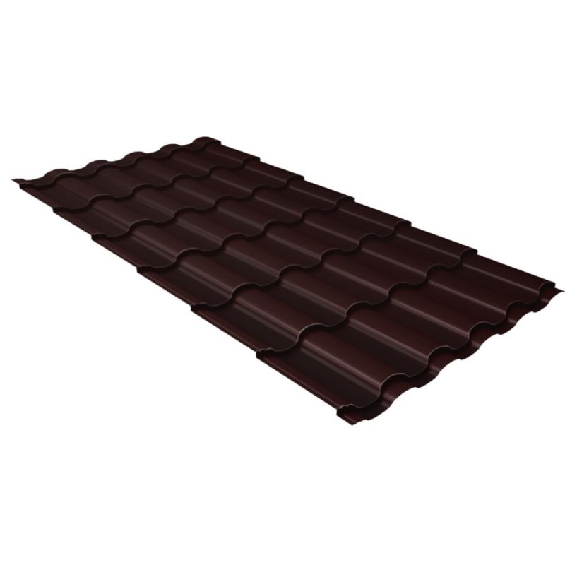 Металлочерепица Grand Line Kvinta Plus 3D PurPro Matt RAL 8017 шоколад