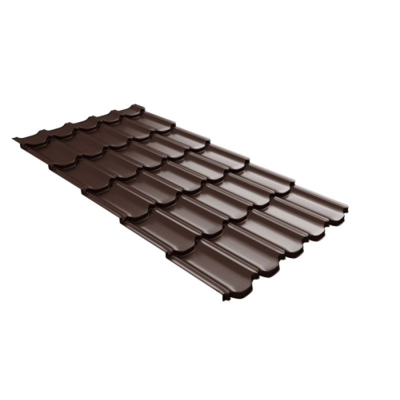Металлочерепица Grand Line Kvinta Plus 3D Drap 0,45 RAL 8017 шоколад