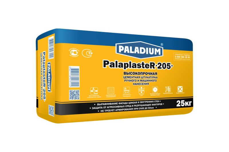 PALADIUM PalaplasteR-205 Палапластер-205 ЦЕМЕНТНАЯ ШТУКАТУРКА ВЫСОКОПРОЧНАЯ 25кг