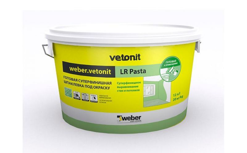 Шпаклевка суперфинишная weber.vetonit LR Pasta, белая, 20 кг/ведро
