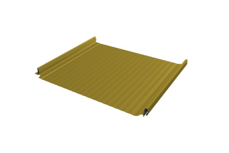 Кликфальц Pro Gofr Grand Line 0,45 PE с пленкой на замках RAL 1018 цинково-желтый