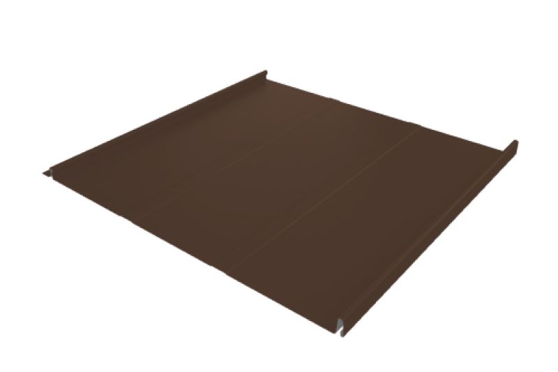 Фальц двойной стоячий  Line Grand Line 0,5 GreenCoat Pural BT с пленкой на замках RR 887 шоколадно-коричневый (RAL 8017 шоколад)