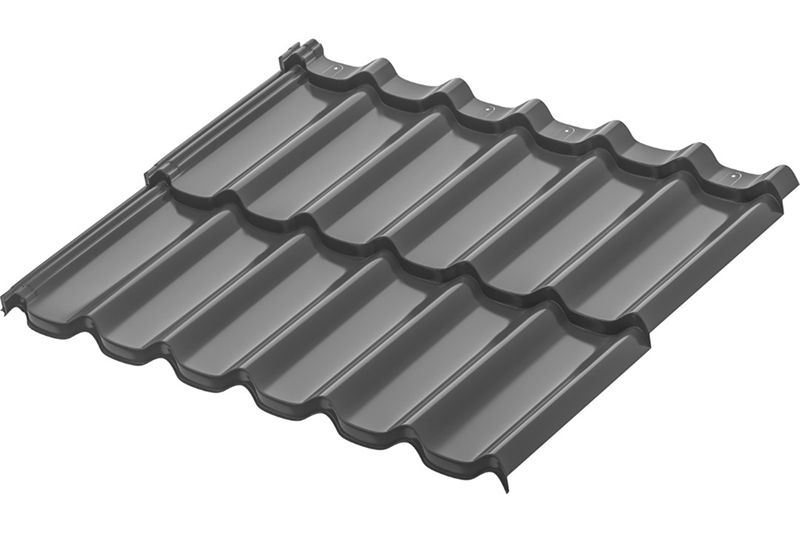 Модульная металлическая черепица Аквасистем Стокгольм XLL PE (Zn140) 0,5мм (лист  1185х875 мм) RAL 7024