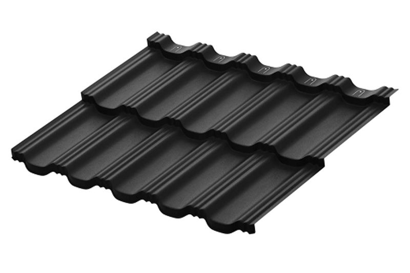 Модульная металлическая черепица Аквасистем Гётеборг XLL PU Matt (Zn275) 0,5мм Rooftop Кашемир (лист 1185х865 мм) RAL 9005