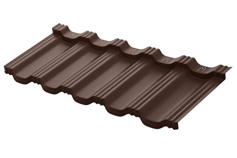 Модульная металлическая черепица Аквасистем Гётеборг PU Matt (Zn180) 0,5мм Rooftop Бархат (лист 1205х415 мм) RAL 8017