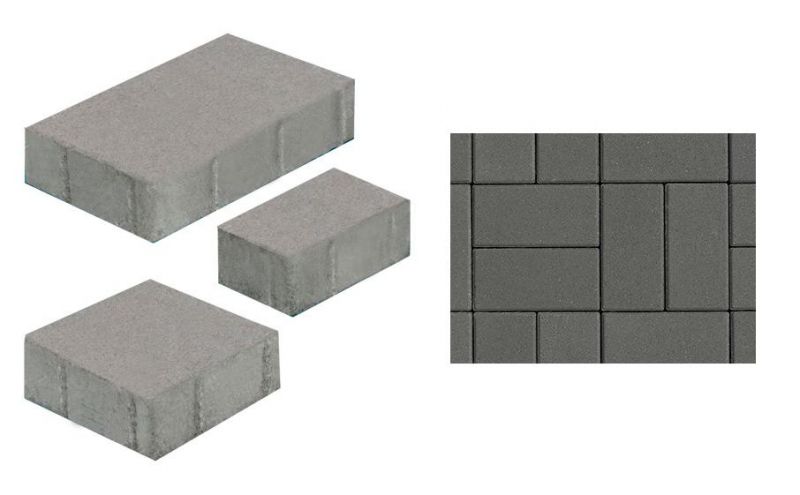 Плитка тротуарная ВЫБОР комплект из 3 видов плит Старый город Б.1.Ф.6см гладкий цвет серый