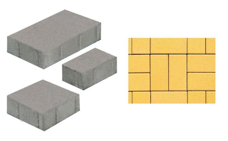 Плитка тротуарная ВЫБОР комплект из 3 видов плит Старый город Б.1.Ф.8см гладкий цвет желтый