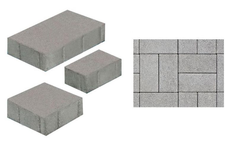 Плитка тротуарная ВЫБОР комплект из 3 видов плит Старый город Б.1.Ф.6см гранит цвет серый