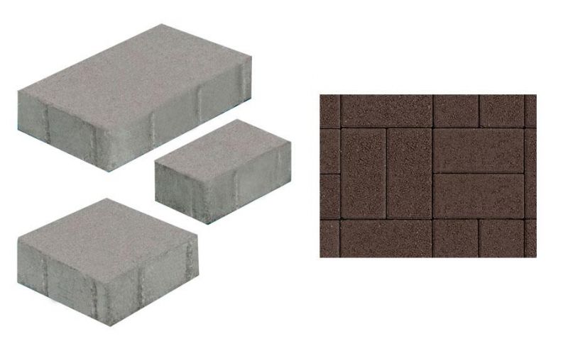 Плитка тротуарная ВЫБОР комплект из 3 видов плит Старый город Б.1.Ф.6см гранит цвет коричневый