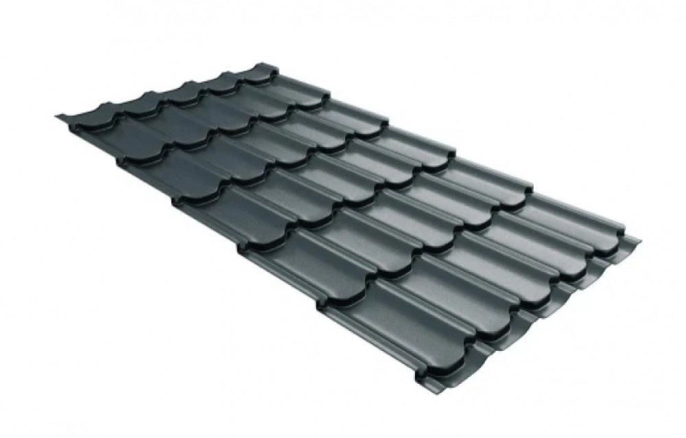 Металлочерепица Grand Line Kvinta Uno Satin RAL 7016 антрацитово-серый