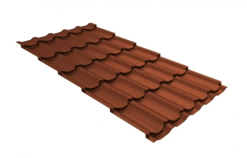 Металлочерепица Grand Line Kvinta Uno Satin Matt TX RAL 8004 терракота