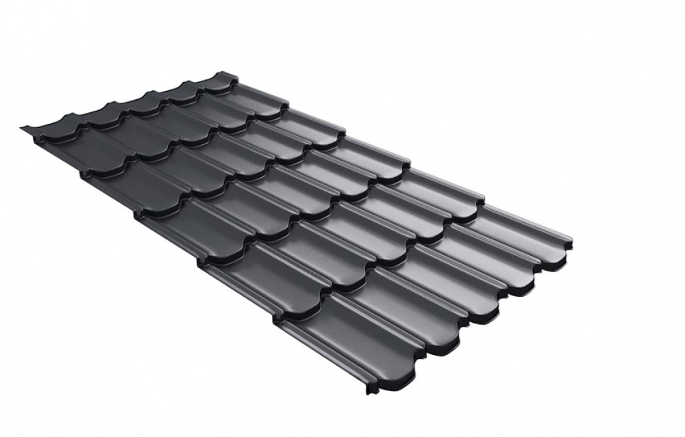 Металлочерепица Grand Line Kvinta Uno Satin Matt TX RAL 7024 мокрый асфальт