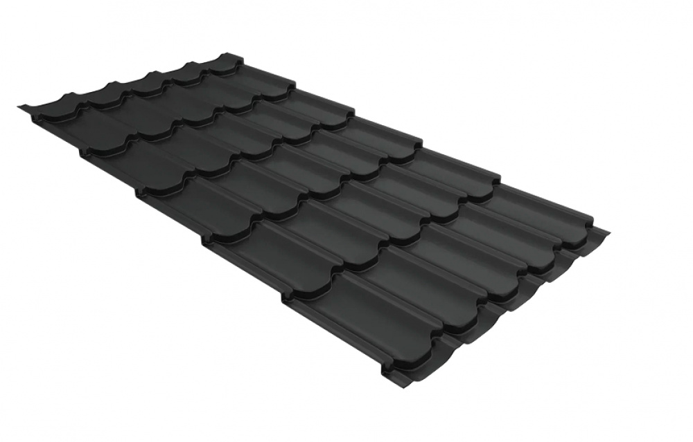 Металлочерепица Grand Line Kvinta plus PurPro RAL 7024 мокрый асфальт