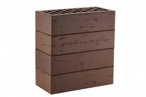 Кирпич облицовочный ЛСР темно-коричневый рустик, утолщенные стенки, М175, 250*120*65 мм