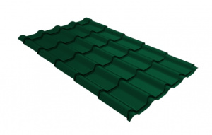 Металлочерепица Grand Line Kamea Satin Matt TX RAL 6005 зеленый мох